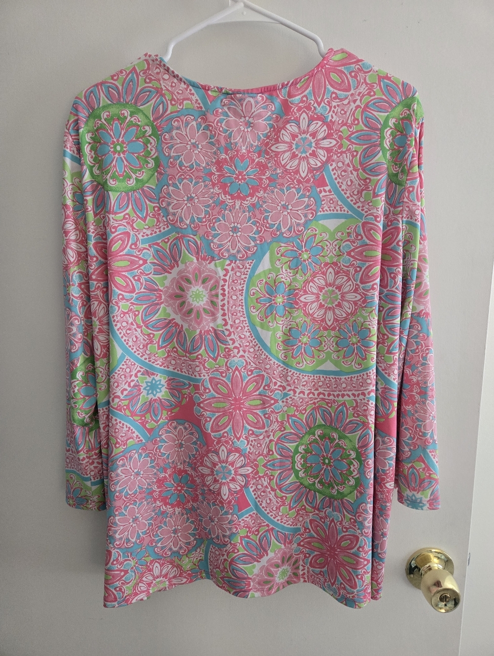 Ruby Road Womans Pink Multi-Color Floral V-Neck Tunic - Picture 2 of 6